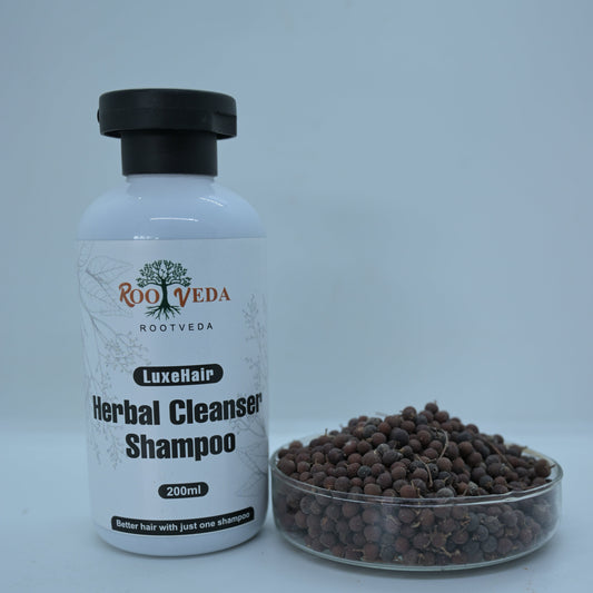 Rootveda Luxe Hair Herbal Cleanser shampoo - Better Hair with just one Shampoo